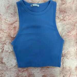 zara blue tank top